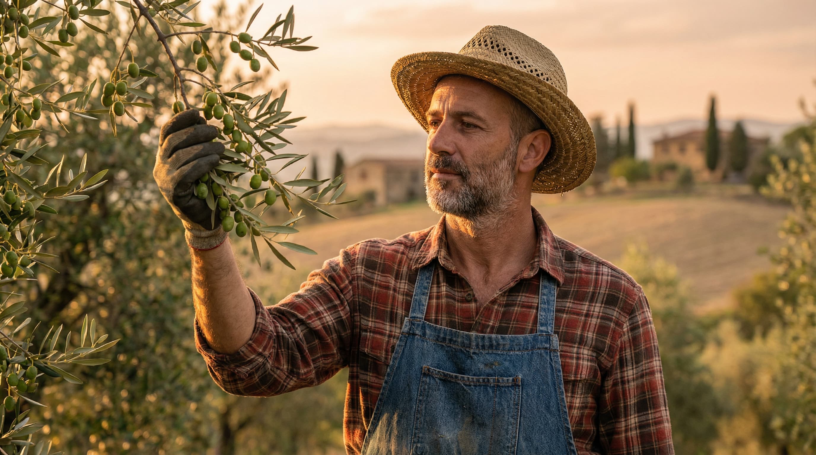 Farmer italiano tra gli ulivi